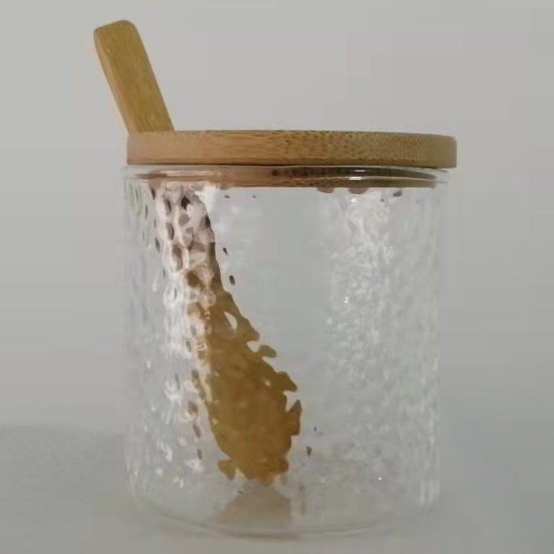 Hammered Glass and Bamboo Jar